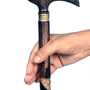 Handcrafted Wooden Walking Stick: Fish Head Handle, 3-Fold Cane