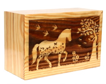 Personalized Wooden Cremation Urn: Engraved Pet/Human Ashes Box