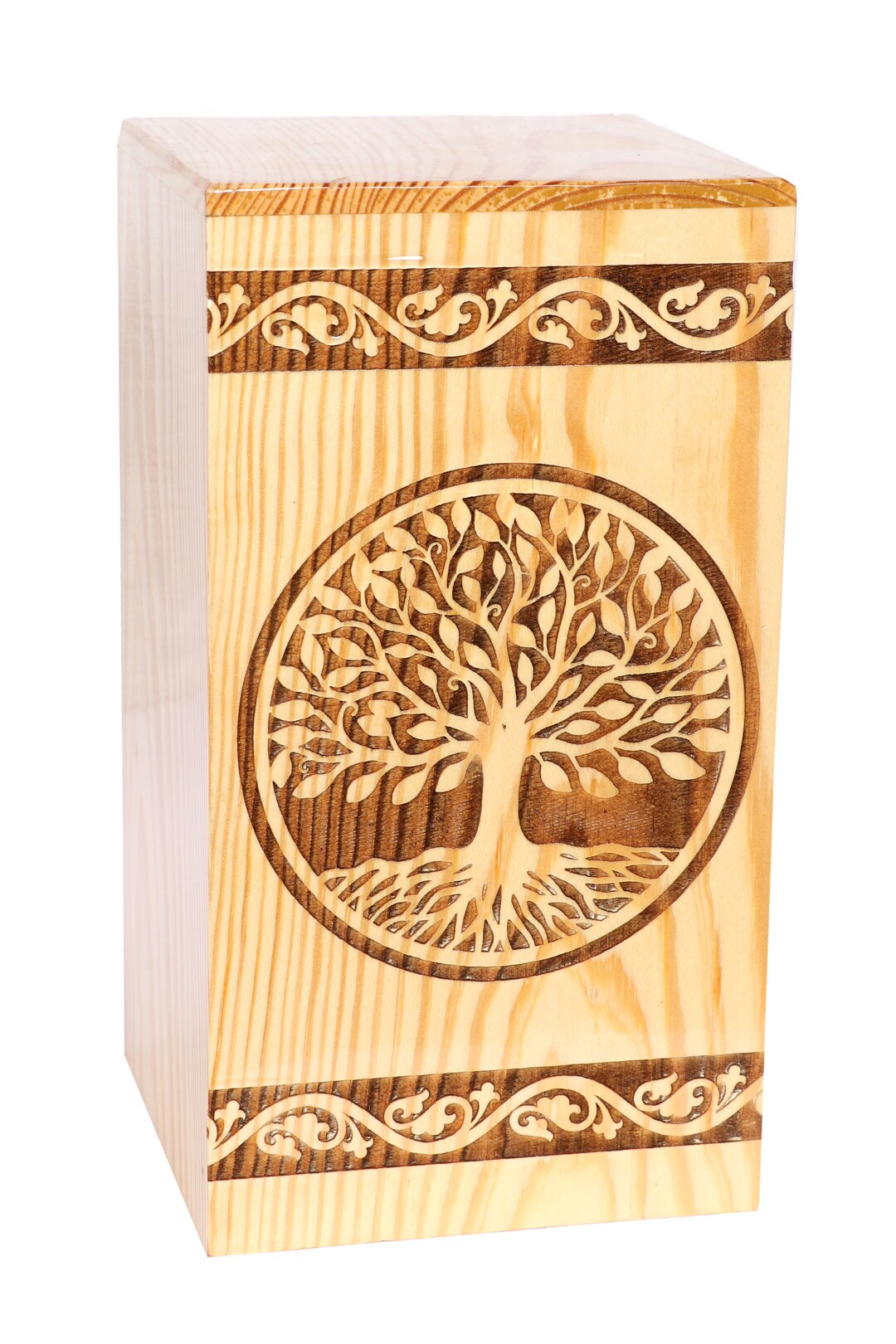 Wooden Cremation Urn in Rosewood Engraved Design Wooden - Etsy