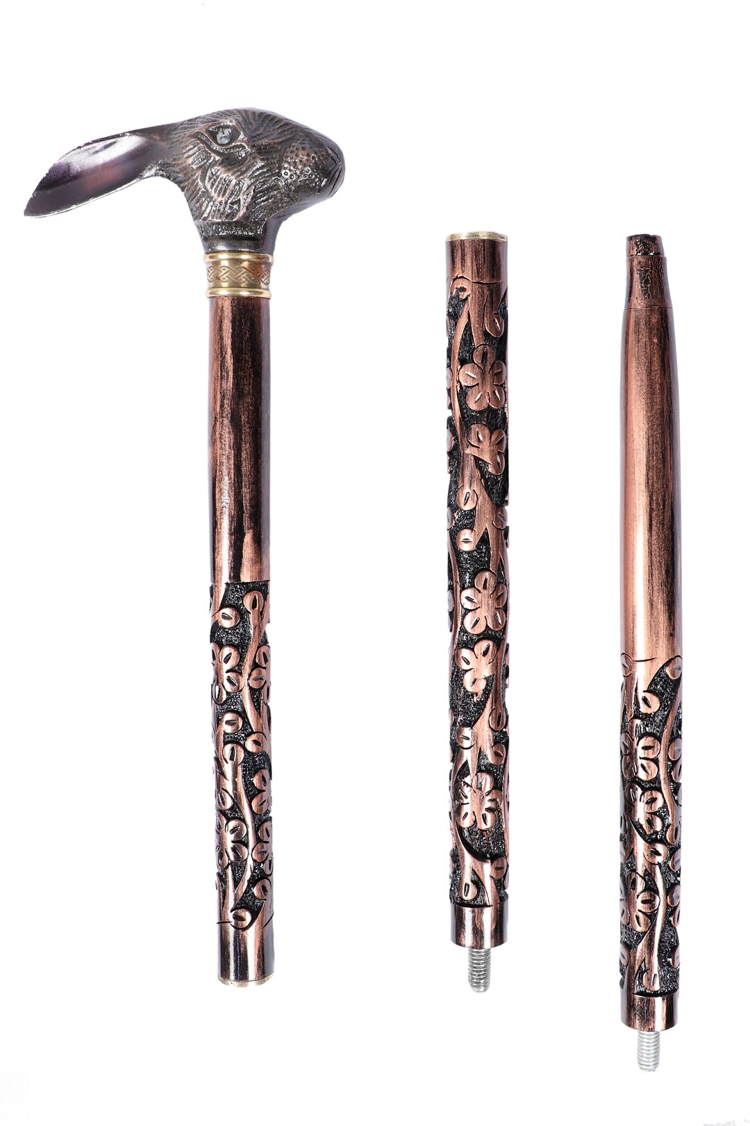 Handcrafted Wooden Walking Cane: Rabbit Head Victorian Style 3-fold - Etsy