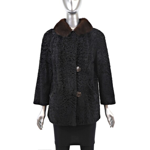 Lamb Jacket with Mink Collar- Size M - image 1