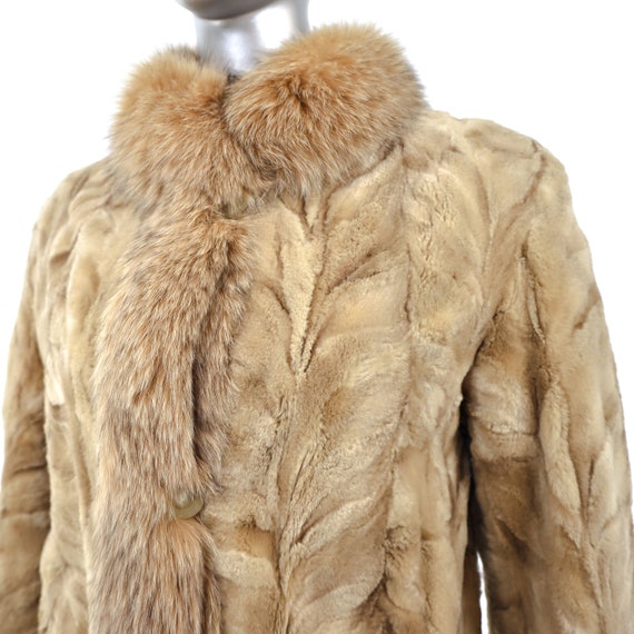 Pastel Section Sheared Mink Jacket with Fox Trim-… - image 6