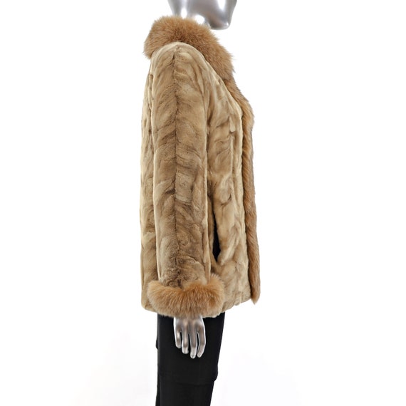 Pastel Section Sheared Mink Jacket with Fox Trim-… - image 5