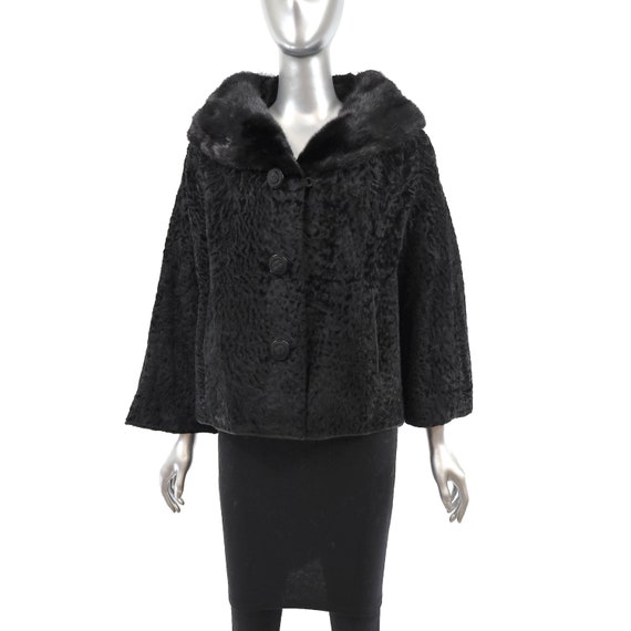 Persian Lamb Jacket with Mink Collar- Size L - image 2