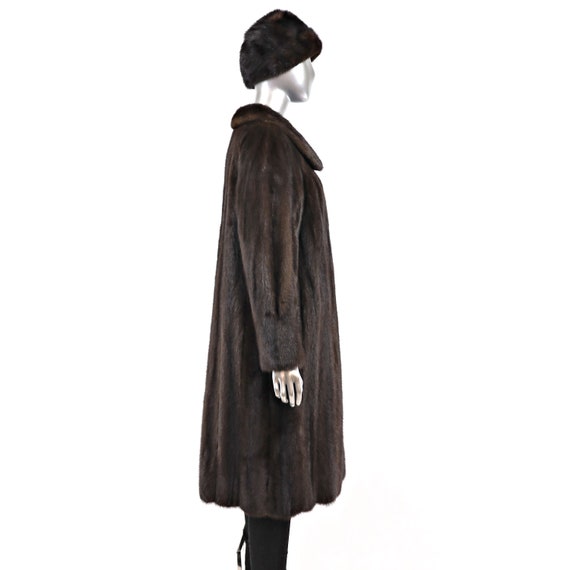 Mahogany Mink Coat with Matching Hat- Size L - image 5
