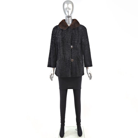 Lamb Jacket with Mink Collar- Size M - image 3