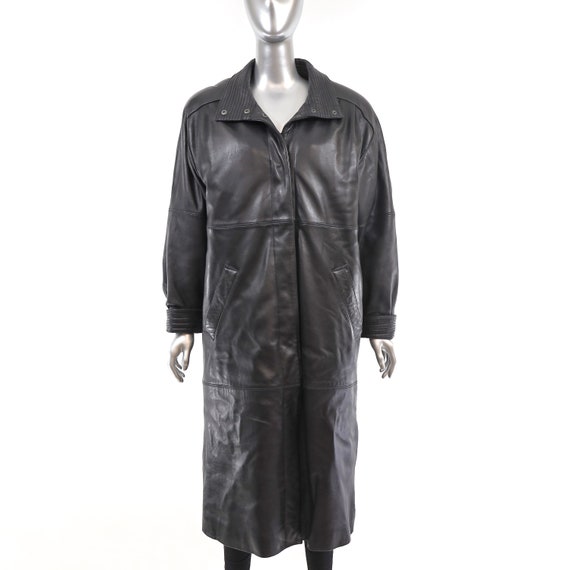 Full Length Leather Coat- Size M - image 1