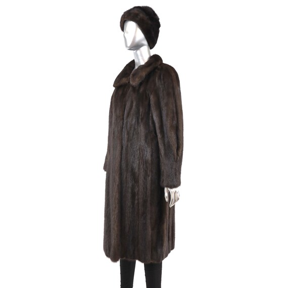 Mahogany Mink Coat with Matching Hat- Size L - image 2
