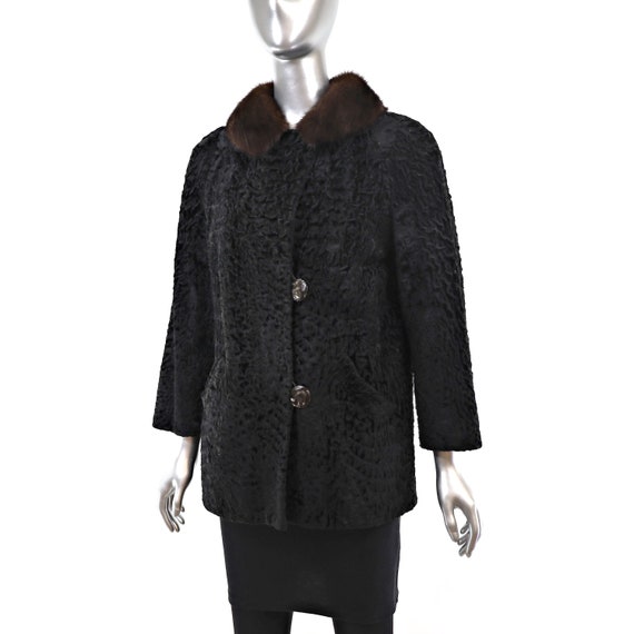 Lamb Jacket with Mink Collar- Size M - image 2