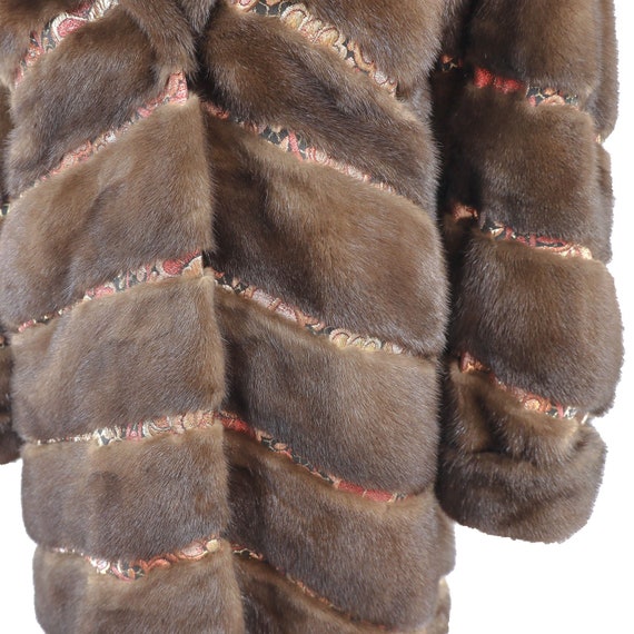 Hooded Mahogany Mink Coat with Fox Trim- Size XL - image 7