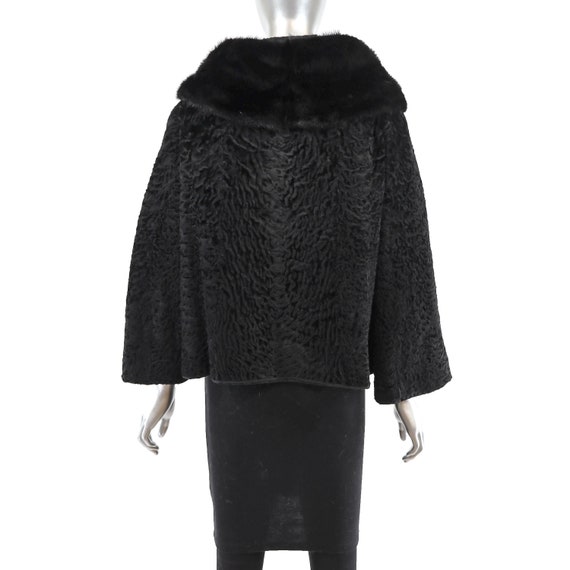 Persian Lamb Jacket with Mink Collar- Size L - image 4