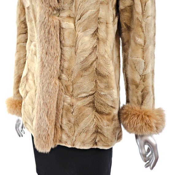 Pastel Section Sheared Mink Jacket with Fox Trim-… - image 7