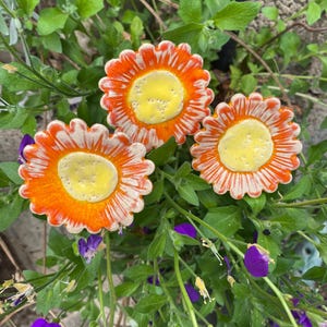 Ceramic flower garden stake