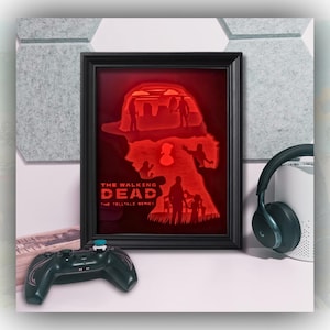 Telltale the walking dead - Lee and Clementine Shadowbox / Lightbox, Great gift, game room decor