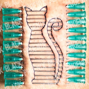Chat - 2 VERSIONS - Piercing Artistique Avancé - Needle Play Design / Pochoir
