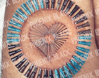 Love Button Heart - Beginner / Novice Artistic Piercing - Needle Play Design / Stencil