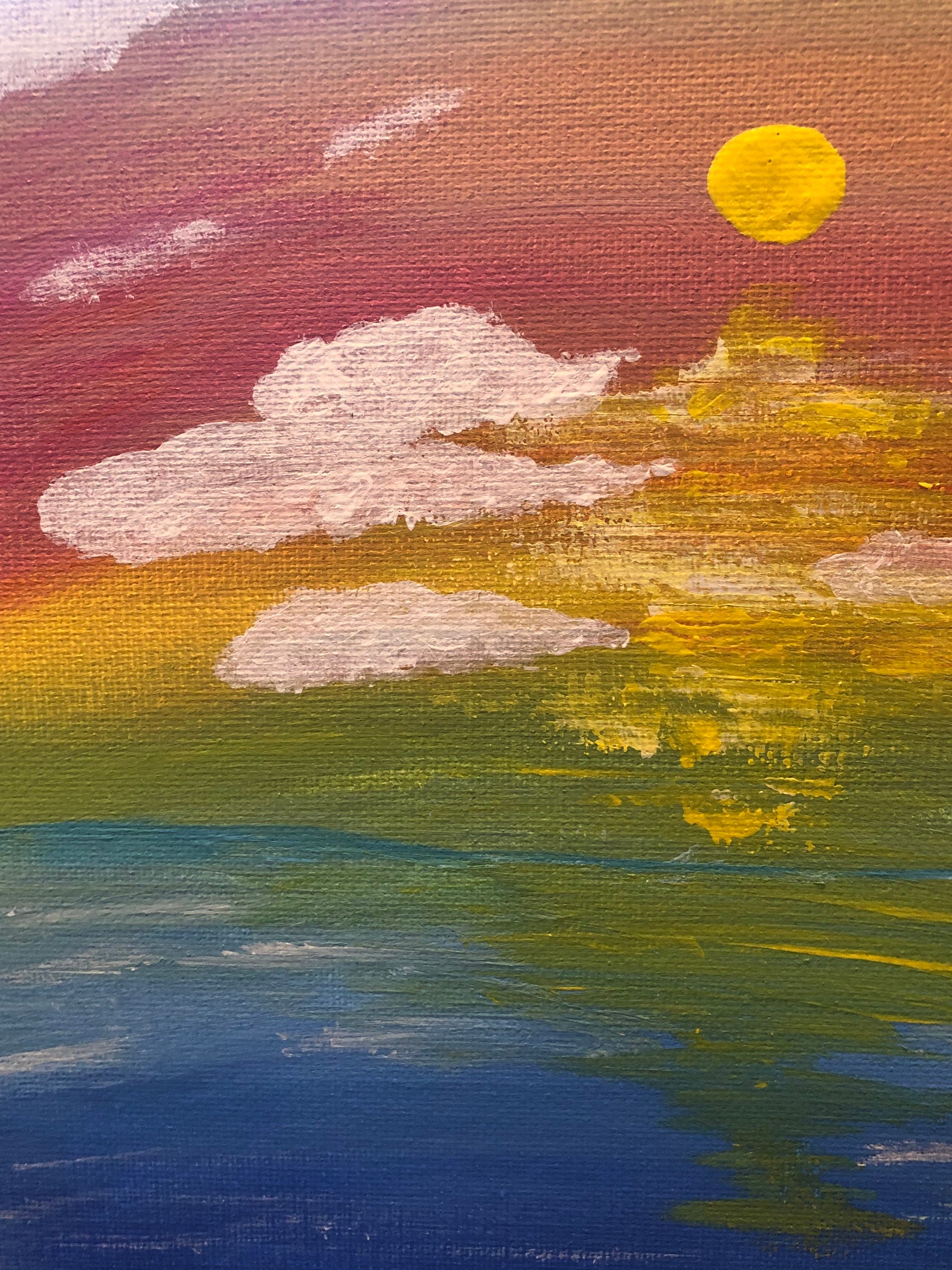Colorful Sunrise over Ocean Framed Painting | Etsy