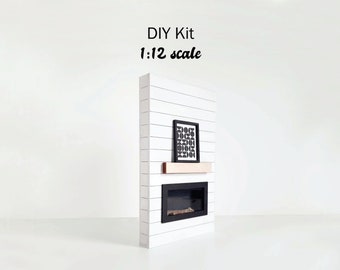 1:12 scale Modern Fireplace  - DIY kit - Dollhouse Miniature