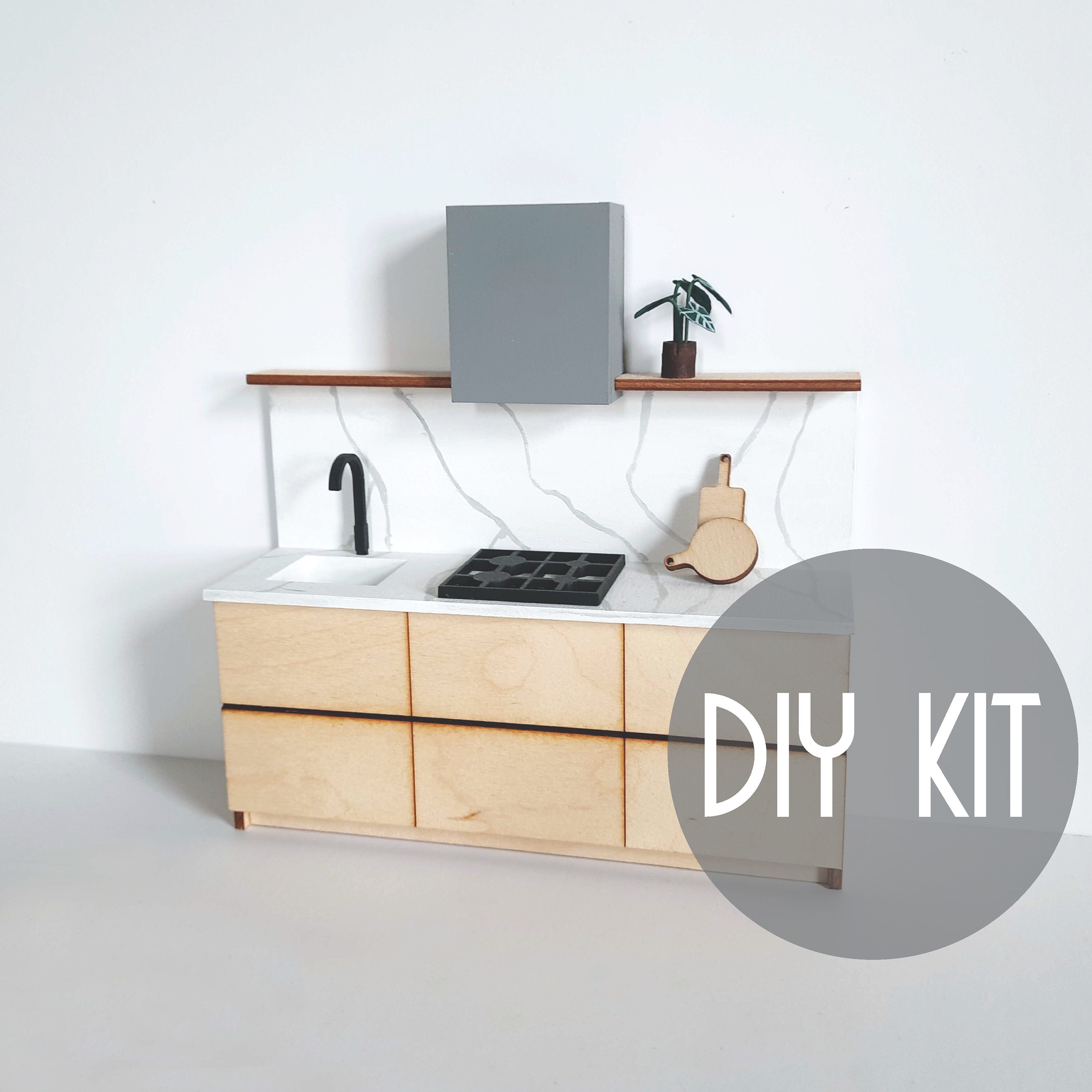 Dollhouse Miniature Modern Kitchen With Backsplash 112 Etsy