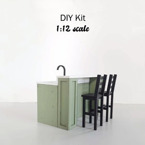1:12 scale Convertible Corner Cabinet & Island - DIY Kit - Dollhouse Miniature