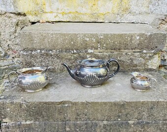 Vintage James Deakin & Sons Silverplate Tea Set, 3-piece