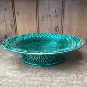 Antique Minton Majolica Cake Stand 1800s | Minton Ceramic Plate | Antique Minton Majolica Pottery | Rare Minton Footed Circular Plate