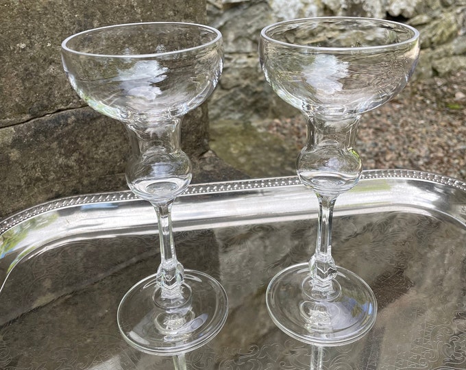 Vintage Kristall Martini Gläser | Set aus zwei antiken Martini-Gläsern | Vintage Cocktailgläser