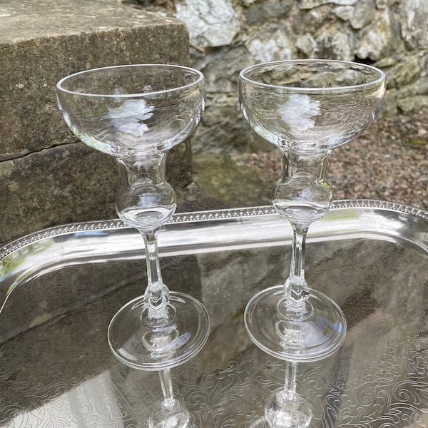 Vintage Crystal Martini Glasses | Set of two Antique Martini Glasses | Vintage Cocktail Glasses