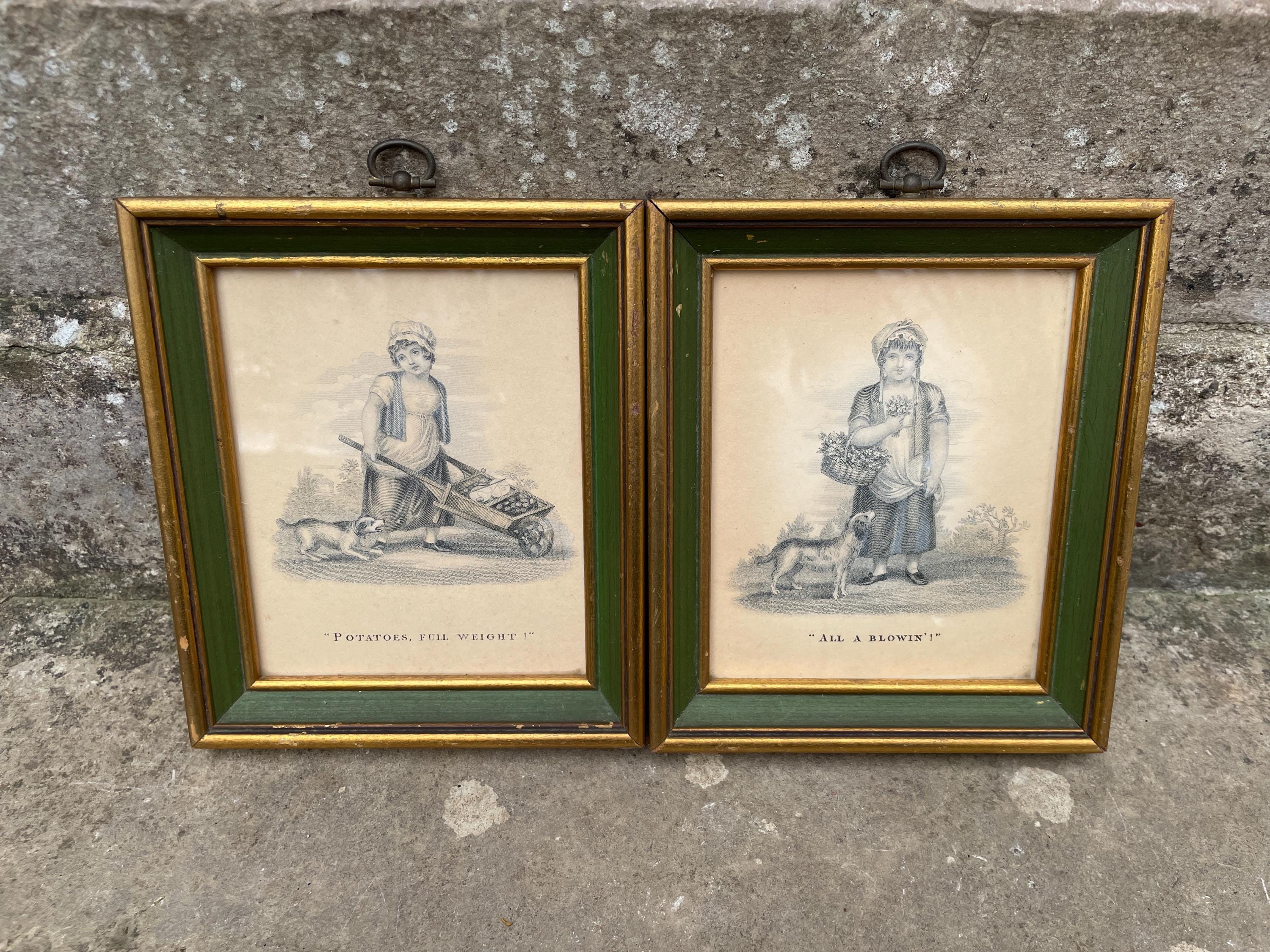 Pair of Framed Victorian Prints by S & J Fuller | The Cries of London Artwork | Antique Engravings | Victorian Art For Sale | Vintage Prints