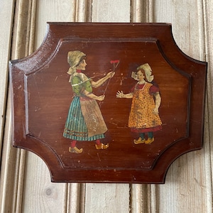 Holländische Holz Wand Kunst | Primitive Kunst Holz Wandbehang | Ungewöhnliche Wandkunst aus Holz | Volkskunst | Antikes Holz Wandbehang