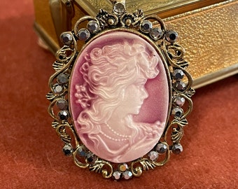 Antique Art Deco Marcasite Cameo Pendant