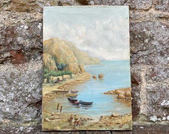 Antique Seascape Oil Painting | Antique Oil Painting | Vintage Wall Art Oil on Canvas | Original Art | Original Painting | Antique Painting