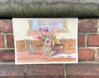 Aquarelle florale antique | Peinture florale | Art floral | Art mural de galerie | Tableau floral vintage | Oeuvre d'art originale