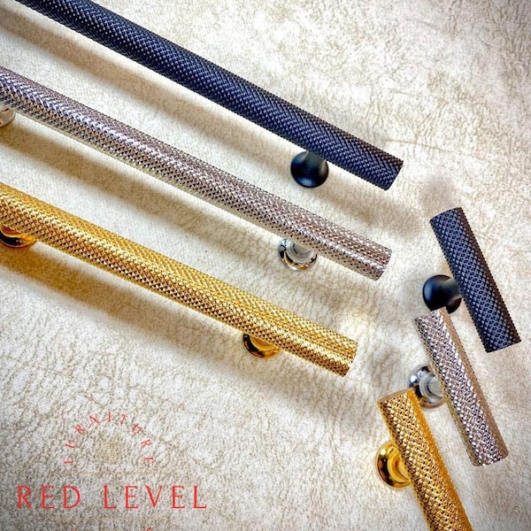 Ender Luxury Modern Metal Furniture Handles / T Bar Long Cabinet Pulls / Cupboard Drawer Knobs / Black Gold Chrome Dresser Pulls