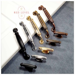 Kardelen Luxury Modern Metal Furniture Handles / Minimalist Antique Cabinet Pulls / Cupboard Drawer Knobs / Black Gold Chrome Dresser Pulls