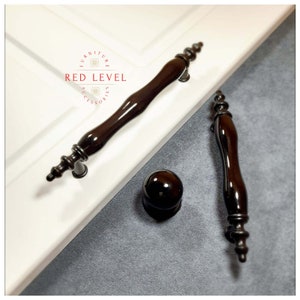 Black Porcelain Furniture Handles / Ceramic Kitchen Cabinet Pulls / Cupboard Drawer Knobs / Black Dresser Pulls / Furniture Hardware