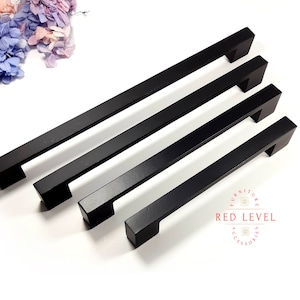 Bridge Luxury Modern Metal Furniture Handles / Long Cabinet Pulls / Cupboard Drawer Knobs / Black Inox Chrome Dresser Pulls