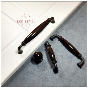 Yakut Black Porcelain Furniture Handles / Ceramic Kitchen Cabinet Pulls / Cupboard Drawer Knobs / Black Dresser Pulls / Furniture Hardware