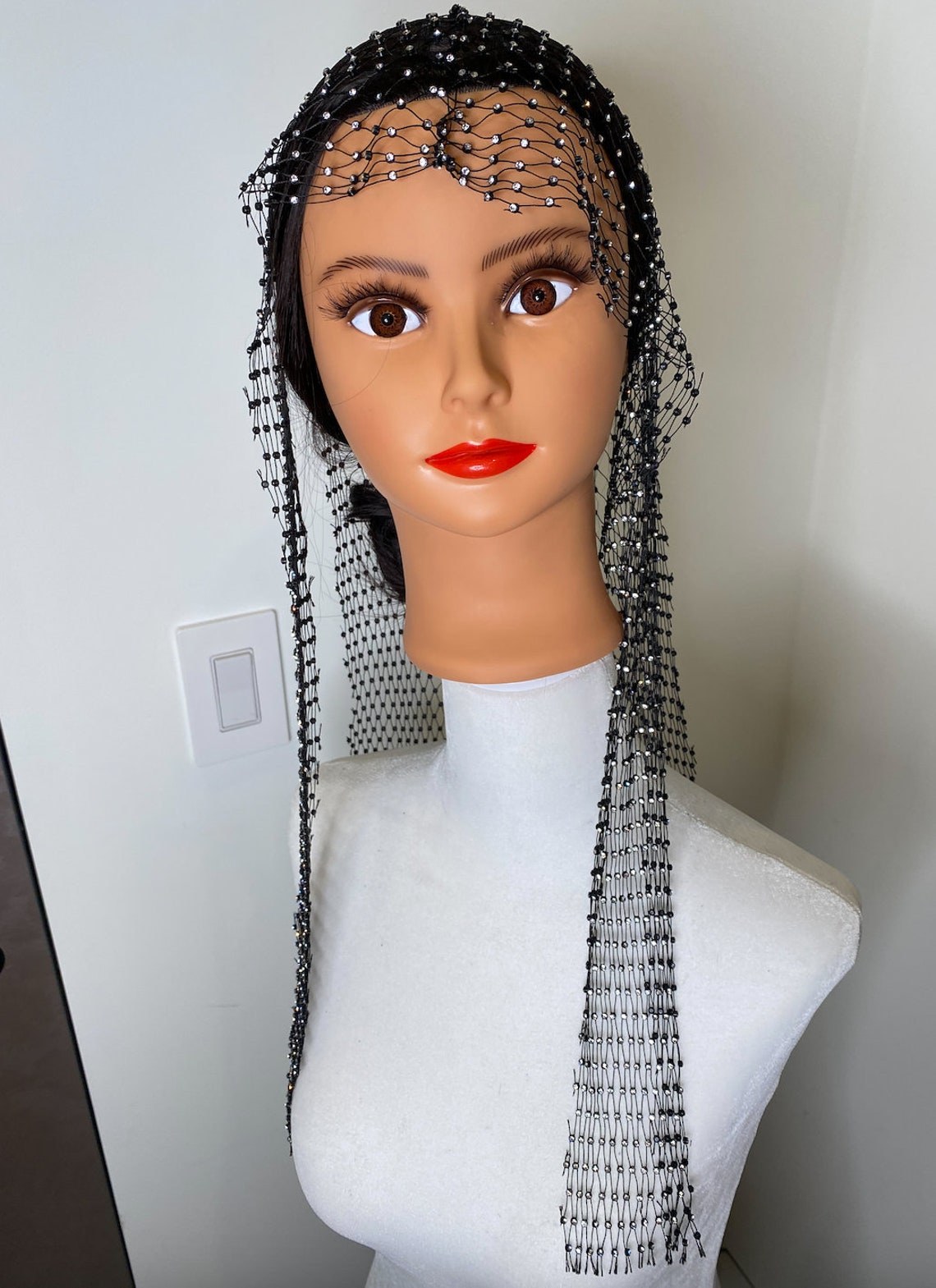 20'' Rhinestone Durag With Crystals | Festival Diamond Head Wrap | Rave ...