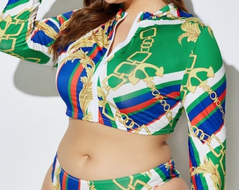 Traje de baño de 3 piezas de talla grande: Traje de baño de diseñador con curvas