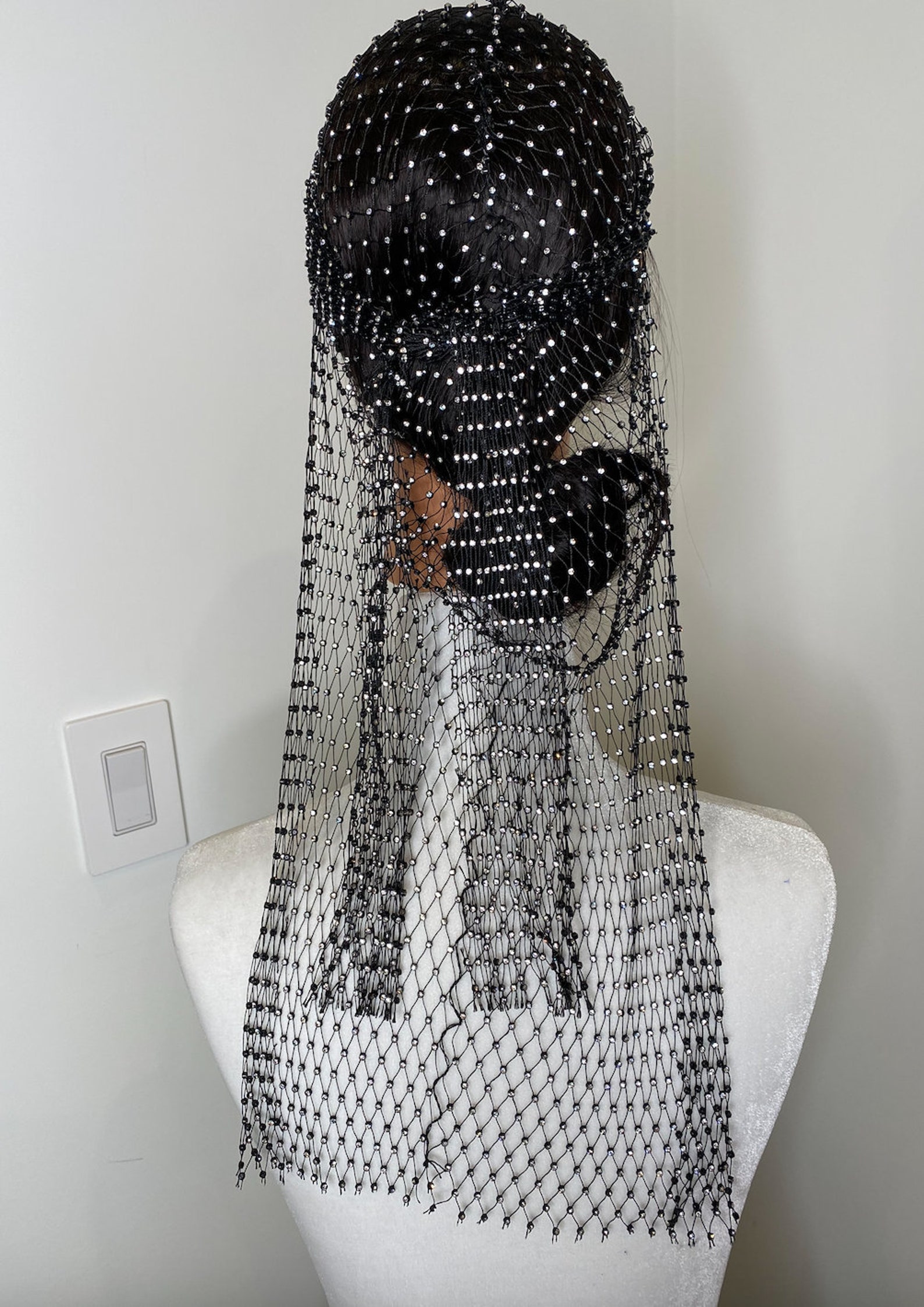 20'' Rhinestone Durag With Crystals | Festival Diamond Head Wrap | Rave ...