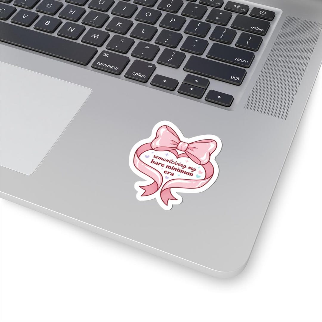 Romanticizing My Bare Minimum Era Kiss-cut Sticker | Coquette Ribbon ...