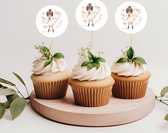 Adornos para cupcakes de cumpleaños - Fiesta de cumpleaños con temática de ballet - 0325