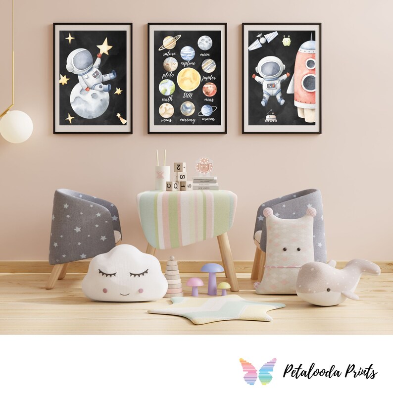 Nursery Wall Art - Watercolor Space Collection - Set of 3 - Etsy