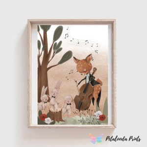 Nursery Wall Art - Music Theme nursery wall art - Woodland Theme nursery wall art - Deer