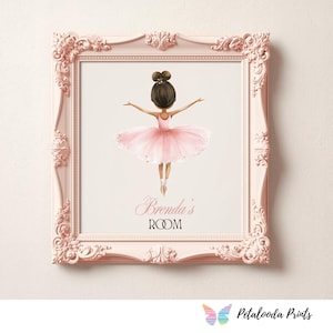 Nom personnalisé imprimé - Douce petite ballerine - Art mural pour chambre d&#39;enfant