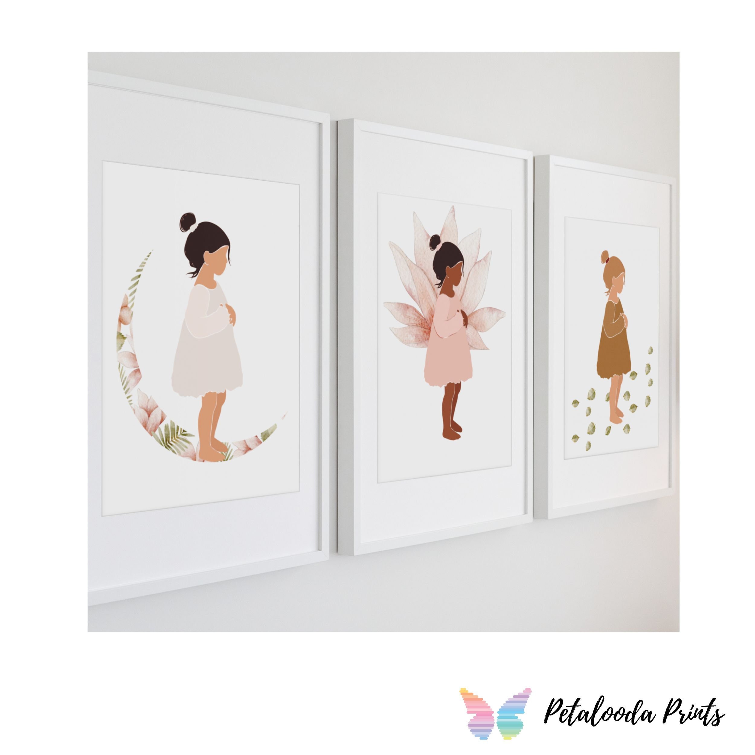 Nursery Wall Art Three Little Girls abstract Nursery Decoration Set of ...