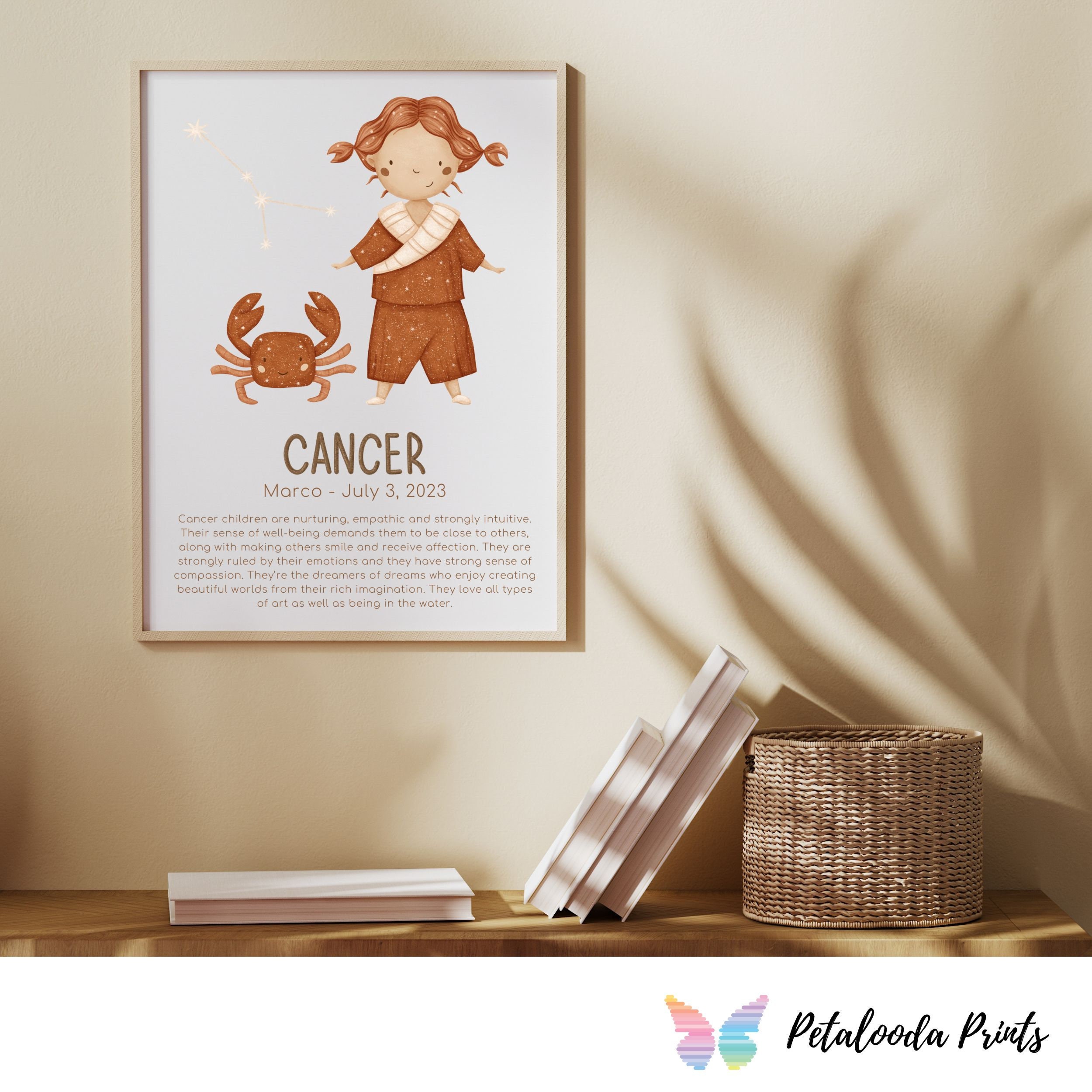 Personalised Nursery Wall Art Kids Zodiac Print Gemini Constellation ...