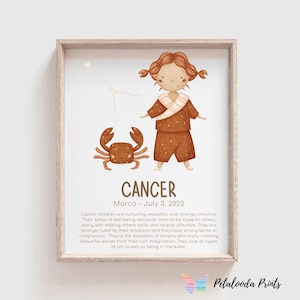 Personalised Nursery Wall Art - Kids Zodiac Print- Gemini constellation Print - Kids horoscope Wall Art- Gemini Boy Print