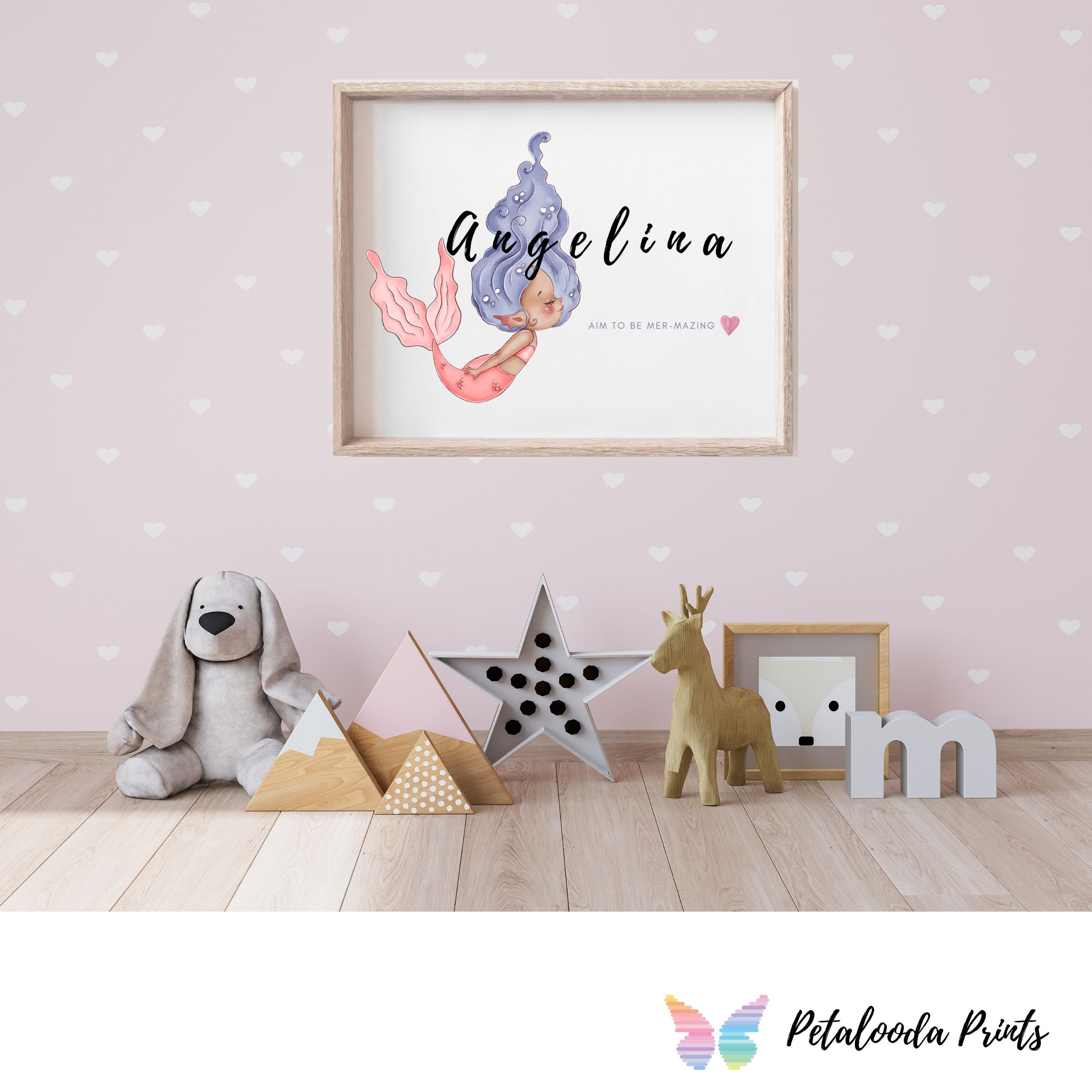 Personalized Mermaid Name Print: Girl Nursery Wall Art (digital ...